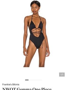 Frankie's Bikinis Gemma Strappy Halter One-Piece - Black